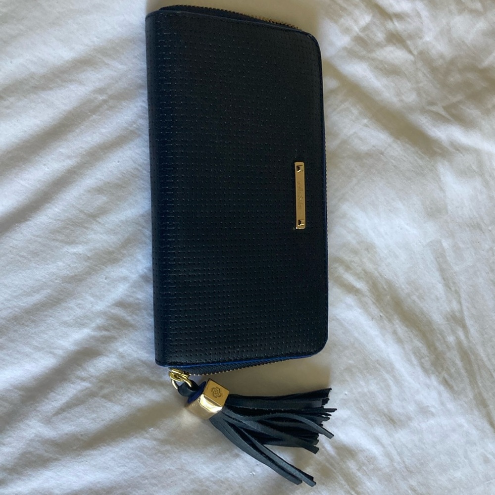 Stella&Dot Wallet Black/Cobalt w/fringe tassel